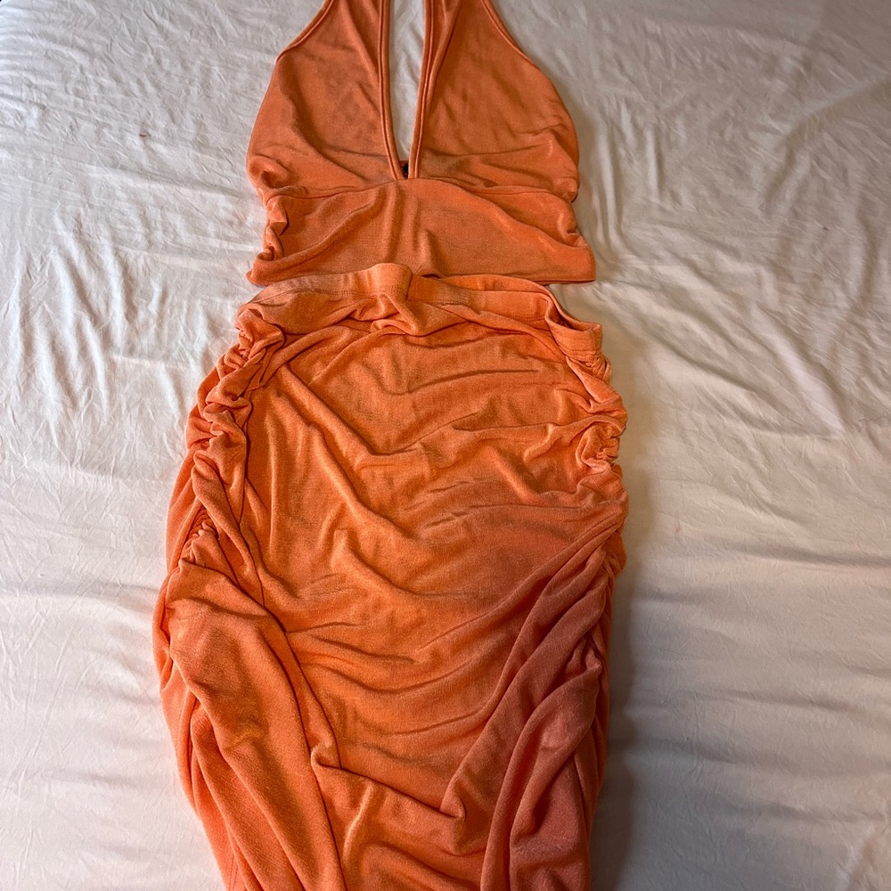 Vibrant Orange Halter Dress